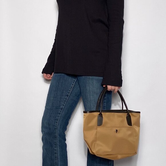 Vintage Designer LANCASTER Tan Canvas & Brown Leather Longchamp Lo ok Mini Bag - Picture 12 of 12